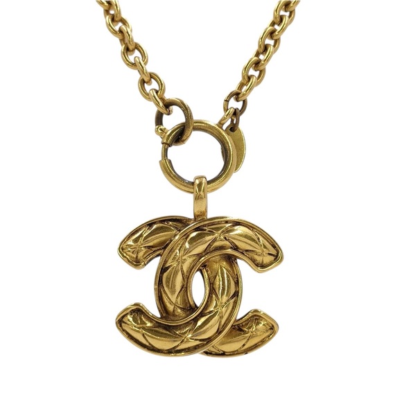 ✨🛍️ Chanel Gold Plated Coco Mark Matelasse Necklace - Picture 1 of 5
